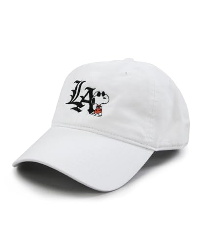 Riot Society Mens Embroidered Adjustable Dad Hat - color: Peanuts Snoopy La Chill Embroidered (White)