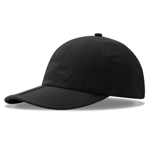 Clakllie Quick Dry 5 Panel Cap for Men Summer Folding Outdoor Hat Breathable Baseball Cap Unstructured Running Hiking Hats - color: Cduk-bssq2582-black
