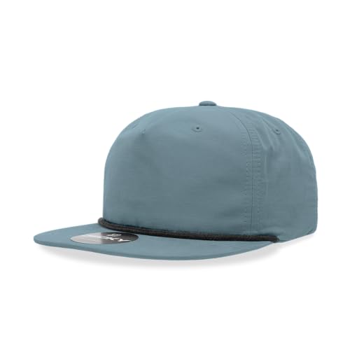 5 Panel High Profile Relaxed Cotton Blend Rope Hat - color: Sky