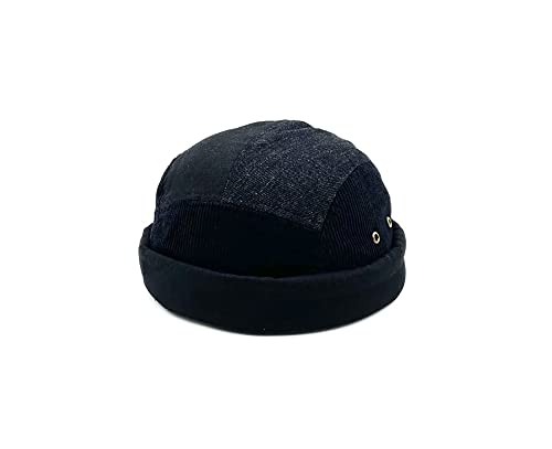 Vintage Old School Unisex Roll Cuff Brimless Sailor Docker Hat - color: 286-black