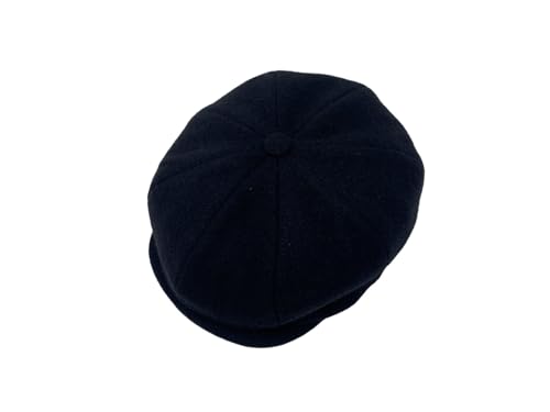 Hanna Hats Connery Cap Tweed Mens Hat 100% Woolen Tweed Made in Ireland - color: Solid Black, size: Medium