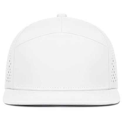 4 Inclusive Sizes Performance Flat Brim Trucker Hat Men Women, 7 Panel Snapback Running - color: 62.white