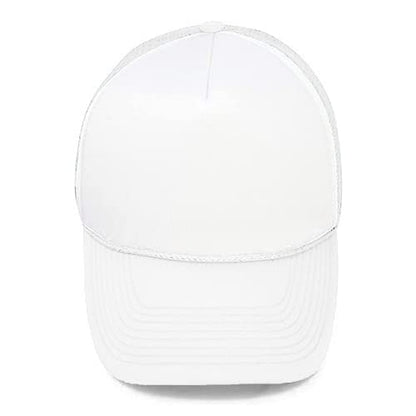 MR.R Sublimation Blanks Polyester Mesh Cap Mesh Hat Two Tone Trucker Summer Mesh Cap with Adjustable Snapback,2pcs per Pack - color: White