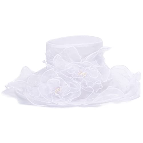 Lawliet Womens Dressy Wide Brim Church Wedding Occasion Sun Hat A613 - color: White