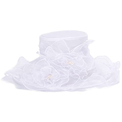 Lawliet Womens Dressy Wide Brim Church Wedding Occasion Sun Hat A613 - color: White