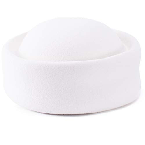 Lawliet Womens 100% Wool Felt Fascinator Hostess Pillbox Millinery Hat Base B028 - color: White