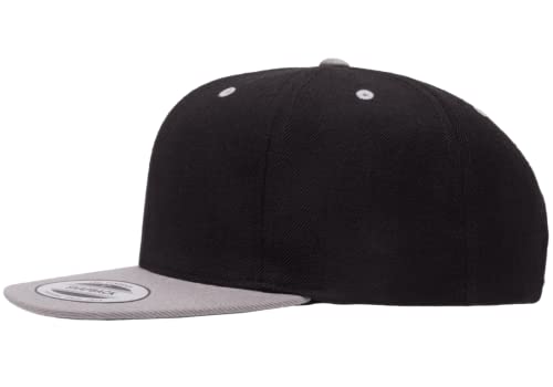 Yupoong Classics 6089 Wool-Blended Snapback Cap Bundle w/Cap Catcher - color: Black/Silver