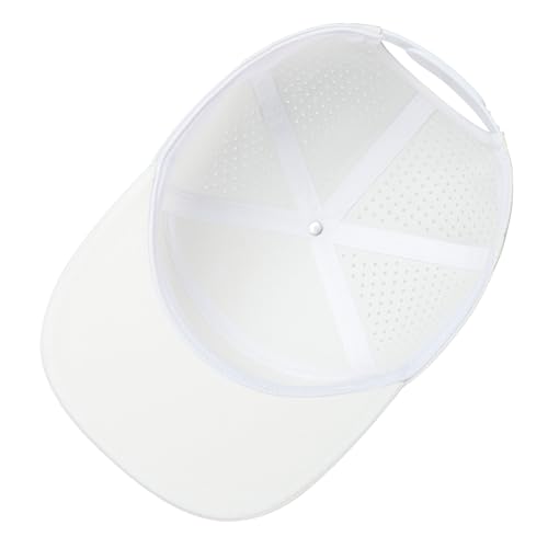 FEINION Men Laser Mesh Flat Brim Snapback Baseball Cap - color: White