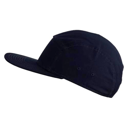 5 Panel Superior Cotton Twill Flat Bill Camper Cap - color: Navy