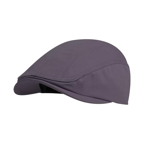 Newsboy Cap for Men 100% Cotton Mens Flat Hats Newsies Hat Classic Irish Gatsby Ivy Cabbie Golf Hats - color: Purple Grey, size: Large-X-Large