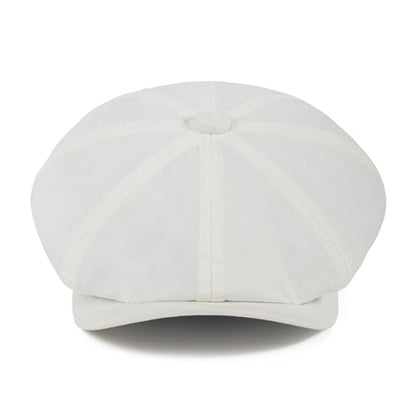 BOTVELA Men's Newsboy Gatsby Hat Cotton Cabbie Cap - color: White, size: 7 1/4