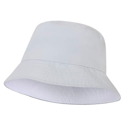Kids Bucket Hat for Girls & Boys, Packable Fun & Cool Reversible Beach Sun Teen Toddler Bucket Hat - Ages 3-14 Years - color: White / Light Grey, size: 3-7 Years