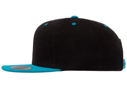 Mrlahat 6089 Yupoong Yp by Flexfit 6-Panel Structured Flat Visor Classic Snapback Cap with Black Bandana - color: Black / Teal