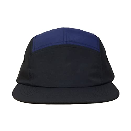 5 Panel Baseball Cap Camp Cap Taslon Short Brim Cap Quick Dry Hat Flat Bill Big Size Large Caps Oversize Running Hat - color: Black&blue, size: 7 3/4