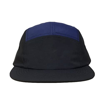 5 Panel Baseball Cap Camp Cap Taslon Short Brim Cap Quick Dry Hat Flat Bill Big Size Large Caps Oversize Running Hat - color: Black&blue, size: 7 1/2