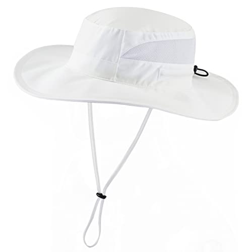 Connectyle Women's UPF 50+ Sun Hat UV Protection Wide Brim Bucket Hat Summer Beach Hats Fishing Hiking Outdoor Safari Hats - color: White