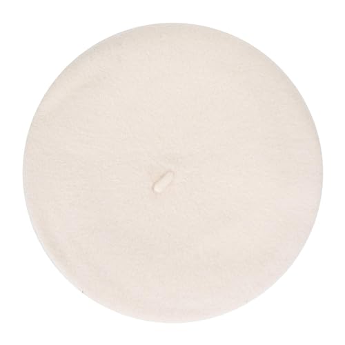 ZLYC Wool French Beret Hat Solid Color Classic Artist Cap for Women - color: Creamy-white