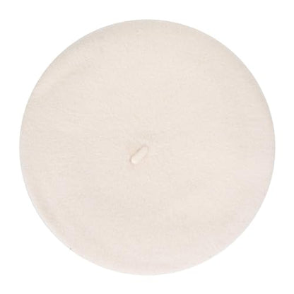 ZLYC Wool French Beret Hat Solid Color Classic Artist Cap for Women - color: Creamy-white