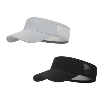 HH HOFNEN Sports Sun Visor Unisex Cooling Cap Lightweight Stretchy Packable - color: #2 Black+lightgray