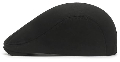 XYIYI Men Newsboy Cap Cotton Beret Hat Flat Ivy Gatsby Driving Cabbie Cap - color: Black