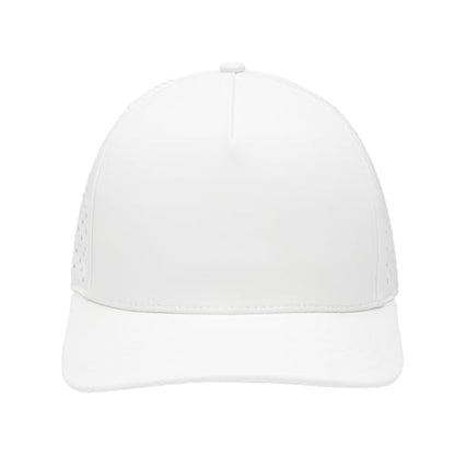 Gilbert Performance 5‑Panel Snapback Hat – Adjustable Flat Bill Cap, Breathable Mesh, Water‑Repellent Fabric, Unisex - color: White