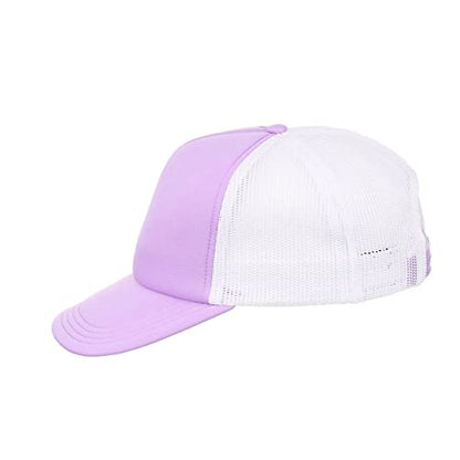 Lids Blank Basic Foam Trucker Adjustable Snapback Hat - color: Purple/White