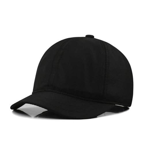 Fashion Short Brim Lightweight Quick Dry Baseball Cap Unconstructed Plain Low Profile Dad Hat for Men Women - color: Black