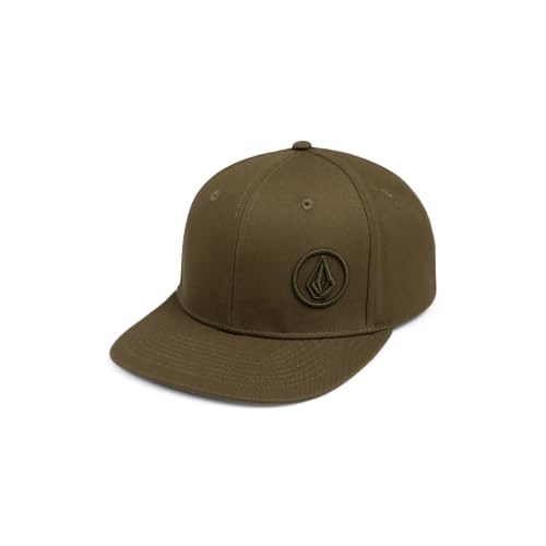 Volcom Men's Snapback Hat– 6-Panel Twill Flat Brim Cap Adjustable Snap Closure - color: Wintermoss