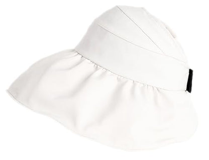 Outdoor UV Protection Foldable-Sun-Hat for Women - Wide-Brim Ponytail-Hole Hats Visor-Hats Floppy Packable Beach-Hat White