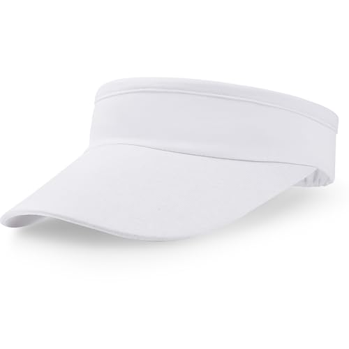 Topbuti Visors for Women Men Athletic Sport Sun Visor Hats Adjustable Tennis Caps for Golf Baseball Running Beach - color: White