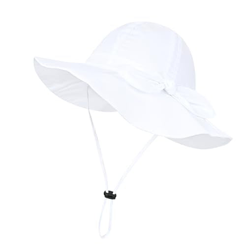 Toddler Kids Baby Girl Sun Hat Floppy Cotton Summer Hat 50+ SPF Protective - color: 202202/White, size: 12-24 Months
