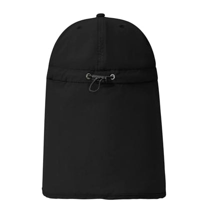 American Trends Mens Sun Hat with Neck Flap, UV Protection Outdoor Flap Hat, Packable Soft Fishing Hiking Gardening Hat - color: Black
