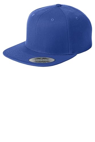 SPORT-TEK Unisex Classics Flat Bill Snapback Cap | Snapback Hat for Men & Women, High Profile Design with 7 Position Closure - color: True Royal