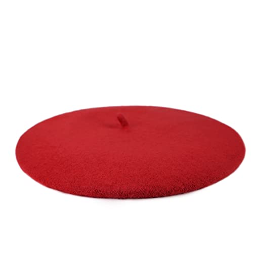 Wheebo Berets for Kids Wool French Beret Hats Artist Painter Hats for Little Girls Boys Solid Color Style - color: Red