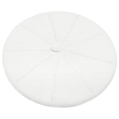 Women's Knitted Beret, French Style Double Layer Winter Autumn Warm and Soft Beanie Hat Cap - color: White