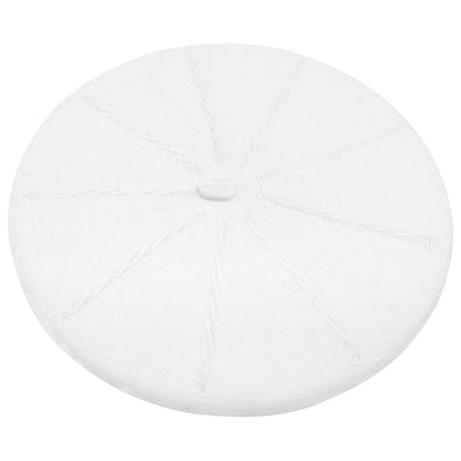Women's Knitted Beret, French Style Double Layer Winter Autumn Warm and Soft Beanie Hat Cap - color: White