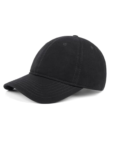 Zylioo Small Baseball Cap for Men Women, Adjustable Unstructured Dad Hat - color: Black-fits 21.7"-22.4"/55cm-57cm