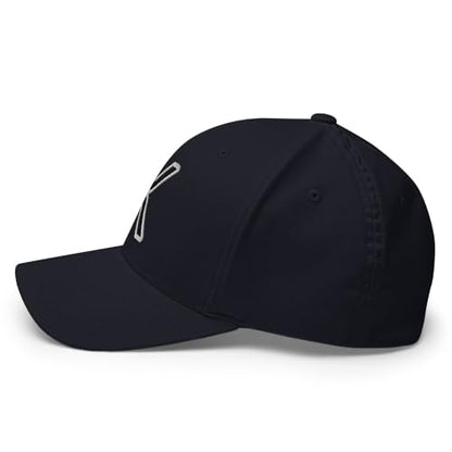 FX XRP Fitted Hat Embroidered Curved Bill Mid Crown Closed-Back Structured Twill Cap - color: Dark Navy, size: Large-X-Large