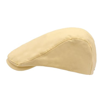 ZLYC Men Summer Flat Cap Scally Ivy Gatsby Newsboy Beret Driver Hat - color: Solid Pale Yellow