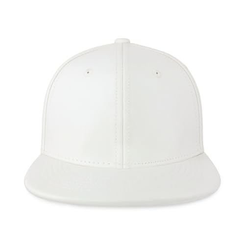 CHOK.LIDS PU Leather Flat Brim Snapback Hat Hip Hop Baseball Cap - color: White