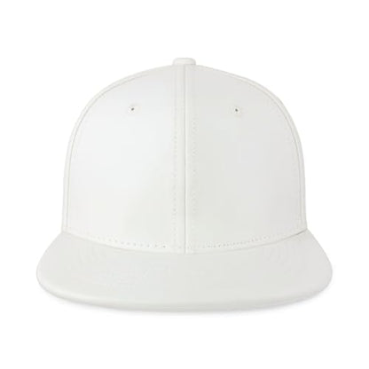 CHOK.LIDS PU Leather Flat Brim Snapback Hat Hip Hop Baseball Cap - color: White