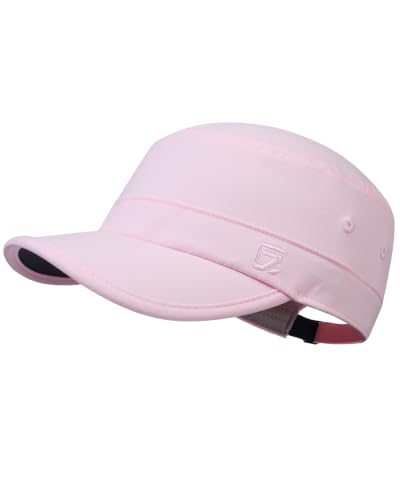 GADIEMKENSD Stretch Army Cap Cadet Military Hats Flat Top Baseball Cap Short Bill Breathable - color: Pink