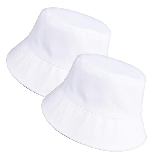Bucket Hats Bulk Solid Color DIY Blank Hat Bucket Hats for Men, Women and Adults - color: 2pcs White Bucket Hat