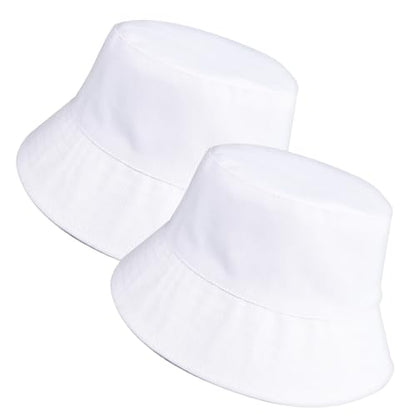 Bucket Hats Bulk Solid Color DIY Blank Hat Bucket Hats for Men, Women and Adults - color: 2pcs White Bucket Hat