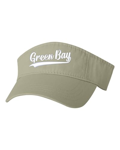 Go All Out City of Green Bay Wisconsin Fashion Script Bucket Ponytail Visor Embroidered Cap Dad Hat - color: Khaki