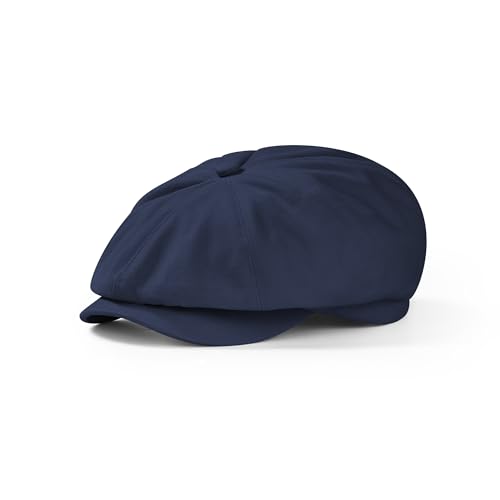KUJUHA Newsboy Cap for Men Flat Cap 100% Cotton Irish Gatsby Ivy Golf Cabbie Hat Driving Hat - color: Navy, size: Medium