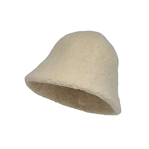 WITHMOONS Wool Winter Floppy Short Brim Womens Bucket Hat Cloche Hat YZB0132 - color: Beige