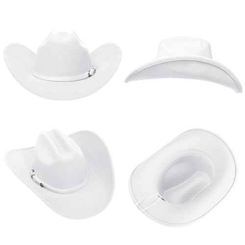 Cowboy Hats for Women and Men with Wide Brim Felt Western Hats for Cowgirls and Cowboys - color: White