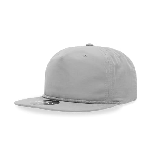 5 Panel High Profile Relaxed Cotton Blend Rope Hat - color: Grey