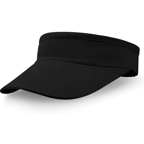 Topbuti Visors for Women Men Athletic Sport Sun Visor Hats Adjustable Tennis Caps for Golf Baseball Running Beach - color: Black